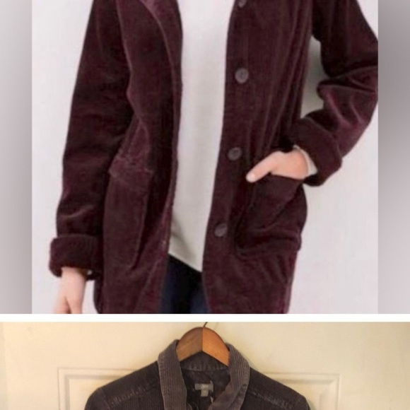 J.Jill Heritage Tumbled Coat Small Purple Chore Corduroy Hooded Button Jacket - Picture 2 of 9